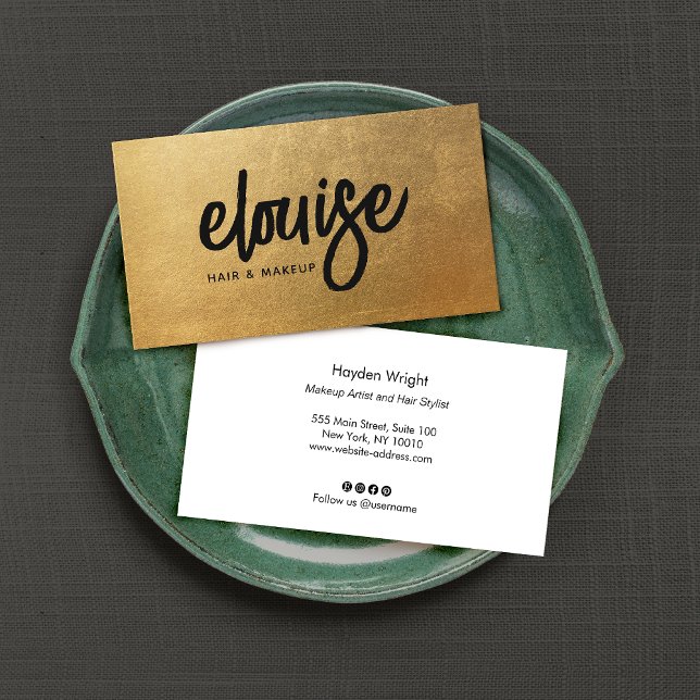 Modern Gold Brush Script Beauty Business Card (Creator Uploaded)