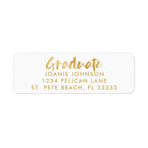 Modern Gold Brush Script Graduate Return Address