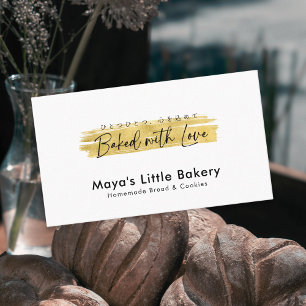 Modern Gold Brush Stroke Bakery Business Card