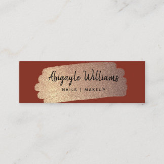 Modern Gold Brush Stroke Terracotta Mini Business Card