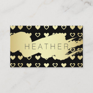 Modern Gold Brushed / Golden Hearts Business Card
