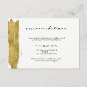 Modern Gold Brushstroke Wedding Accommodation Card
