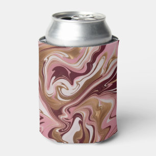 Modern Gold Burgundy Pink Marble Fluid Can Cooler