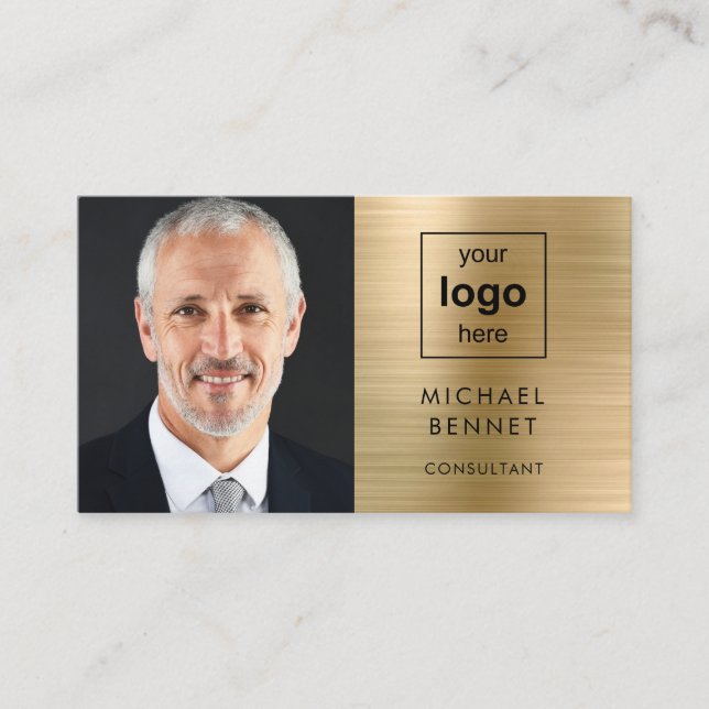 Modern Gold Business Logo Photo Card (Front)