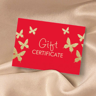 Modern Gold Butterflies Big Red Gift Certificates