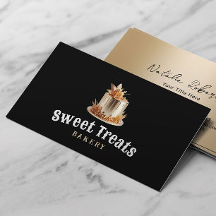 Modern Gold Cake Sweet Treats Bakery & Pastry Business Card