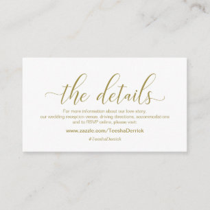 Modern Gold calligraphy, Our Details, website Enclosure Card