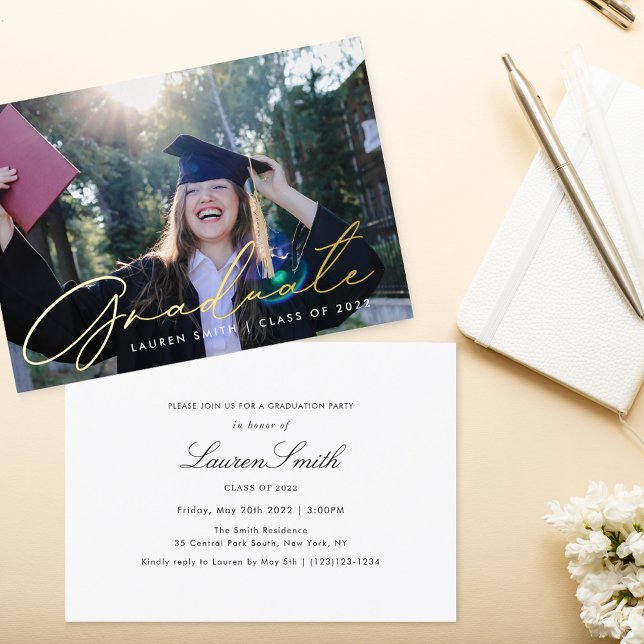 Modern Gold Calligraphy Photo Graduation Party (Creator Uploaded)