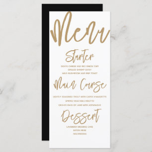 Modern Gold Calligraphy script Wedding Menu