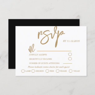 Modern Gold  Calligraphy Script Wedding RSVP