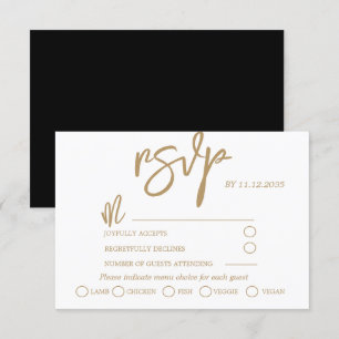 Modern Gold  Calligraphy Script Wedding RSVP Card
