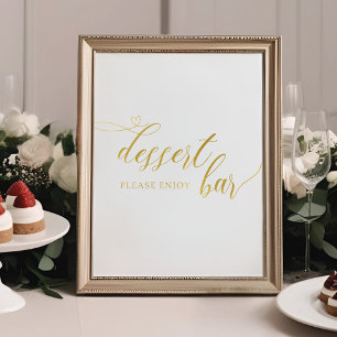 Modern Gold Calligraphy Wedding Dessert Bar Sign