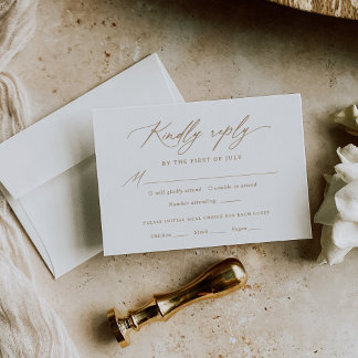 Modern Gold Calligraphy Wedding Menu RSVP Card
