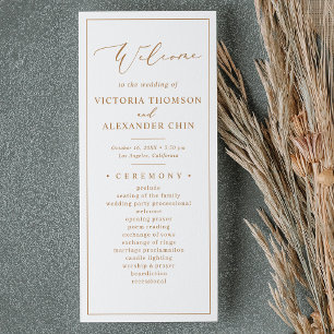 Modern Gold Calligraphy Wedding Programs Programme