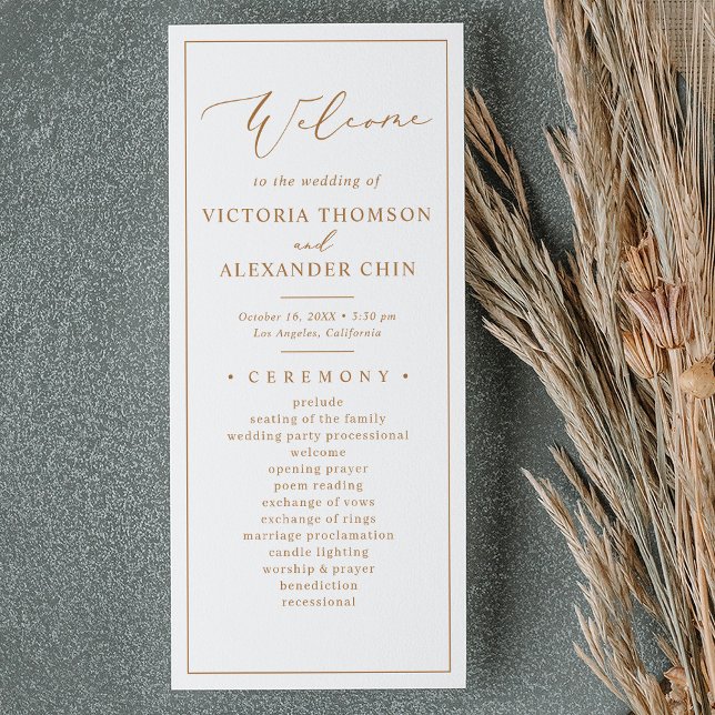Modern Gold Calligraphy Wedding Programs Programme (Creator Uploaded)