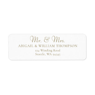 Modern Gold Calligraphy Wedding Return Address
