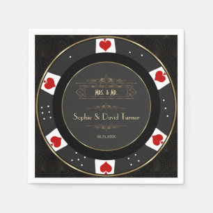 Modern Gold Casino Poker Chip Wedding Napkin