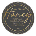 Modern Gold Charcoal Honeycomb Honey Apiary Label