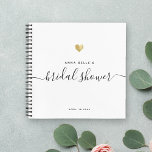 Modern Gold Chic Script Bridal Shower Guest Notebook<br><div class="desc">This modern calligraphy gold heart guest book is perfect for a simple yet beautiful bridal shower. The neutral design features your name and date of celebration in minimalist typography alongside a romantic and whimsical script. Feel free to change the background colour to any other under "customise further".</div>