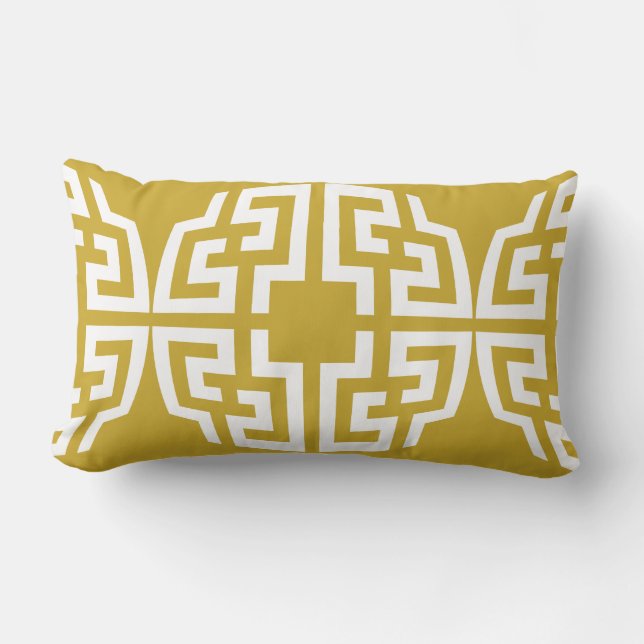 Modern gold chinoiserie chic geometric pillow (Front)