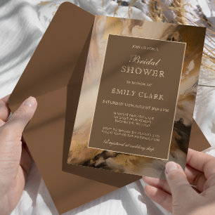Modern Gold Chocolate Artistic Bridal Shower Invitation