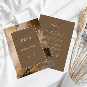 Modern Gold Chocolate Artistic Watercolor Wedding Menu