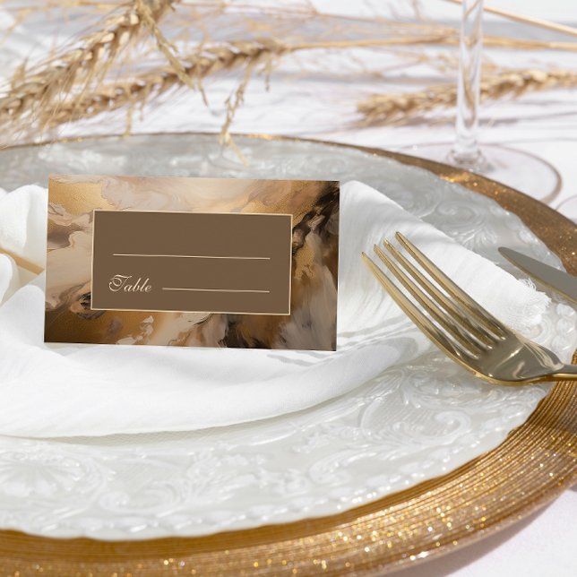 Modern Gold Chocolate Artistic Watercolor Wedding Place Card (Creator Uploaded)