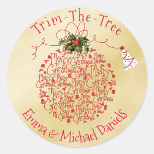 Modern Gold Christmas Classic Round Sticker