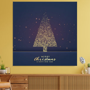 Modern Gold Christmas Tree Canvas Print