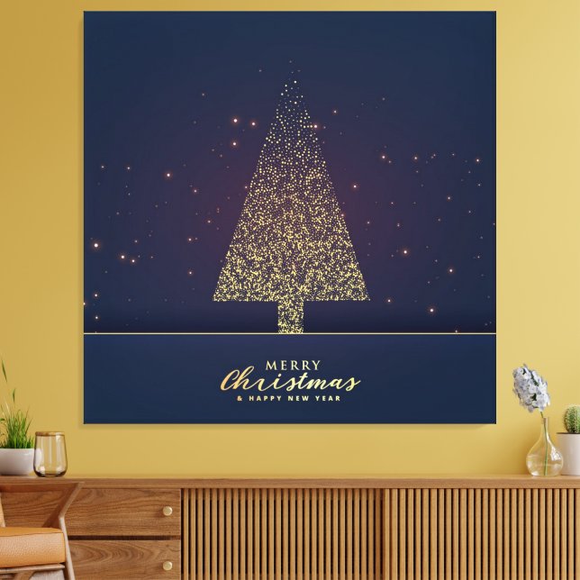 Modern Gold Christmas Tree Canvas Print (Insitu(LivingRoom))