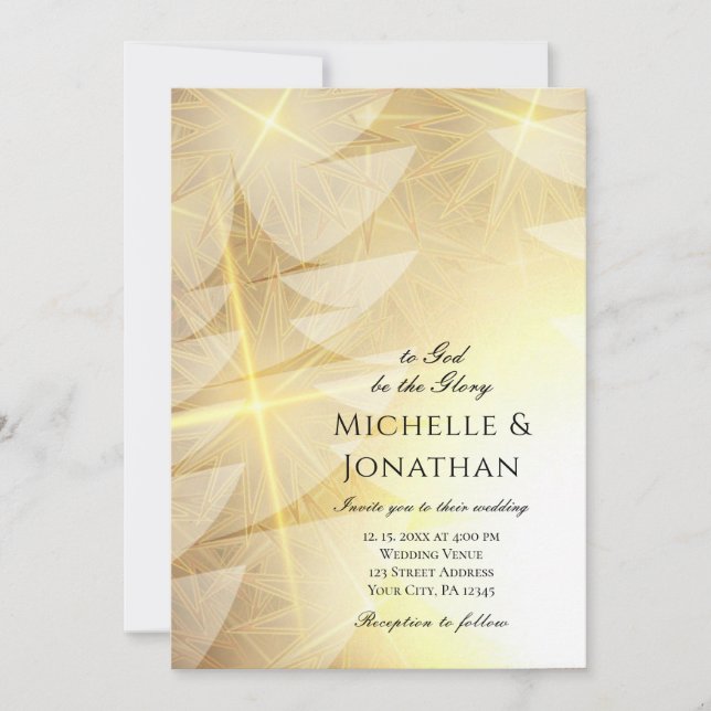 Modern Gold Christmas Tree Christian Wedding Invitation (Front)
