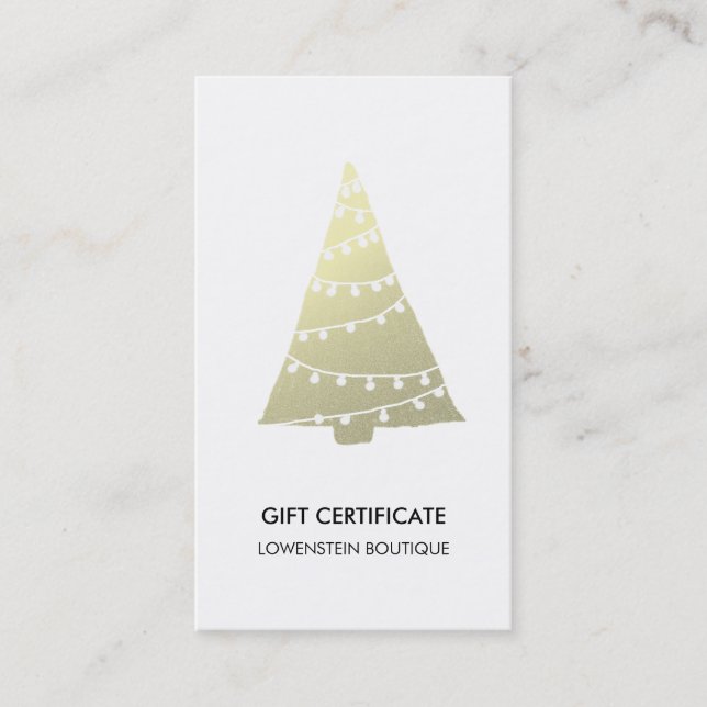 Modern Gold Christmas Tree Cute Gift Certificate (Front)