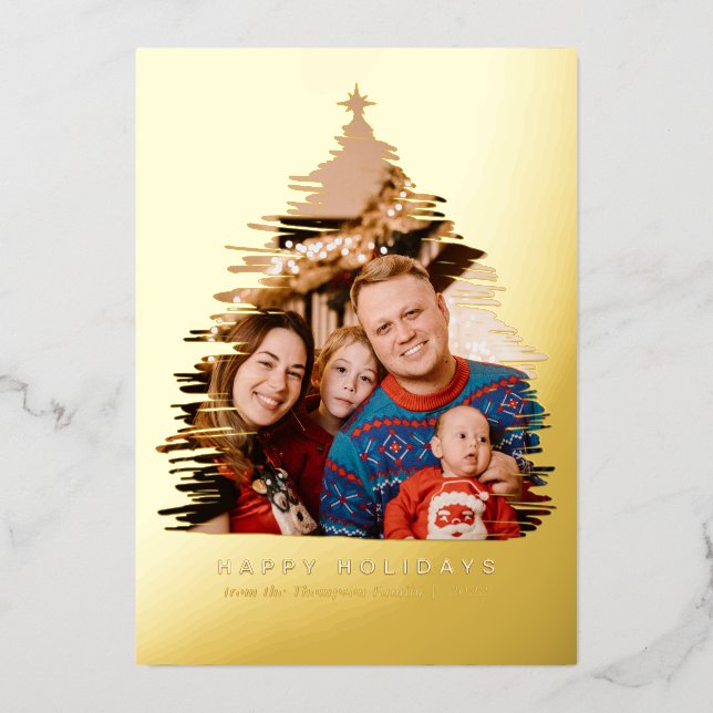 Modern Gold Christmas Tree Frame Photo (Front)