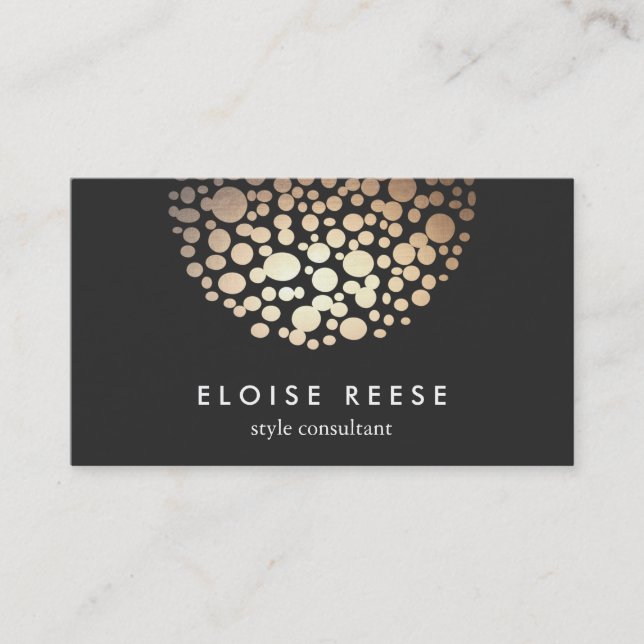 Modern Gold Circles Beauty Salon Business Card (Front)