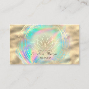 Modern Gold Circles Lotus Holographic Inc Business Card