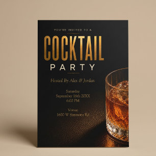 Modern Gold Cocktail Party Invitation