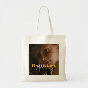Modern Gold Colour Add Name  Tote Bag