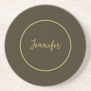 Modern Gold Colour Calligraphy Plain Unique Coaster