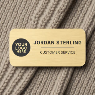 Modern Gold Company Logo Corporate Professional Name Tag