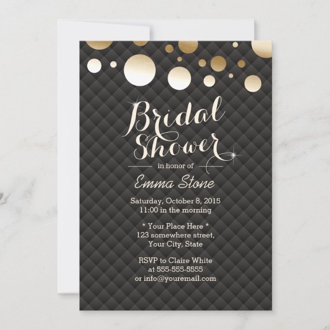 Modern Gold Confetti Dots Elegant Bridal Shower Invitation (Front)