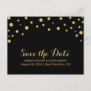 Modern Gold Confetti Wedding Save the Date Announcement Postcard
