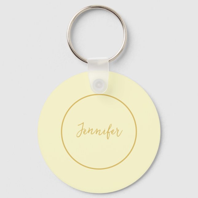 Modern Gold & Cream Colour Calligraphy Plain Uniqu Key Ring (Front)