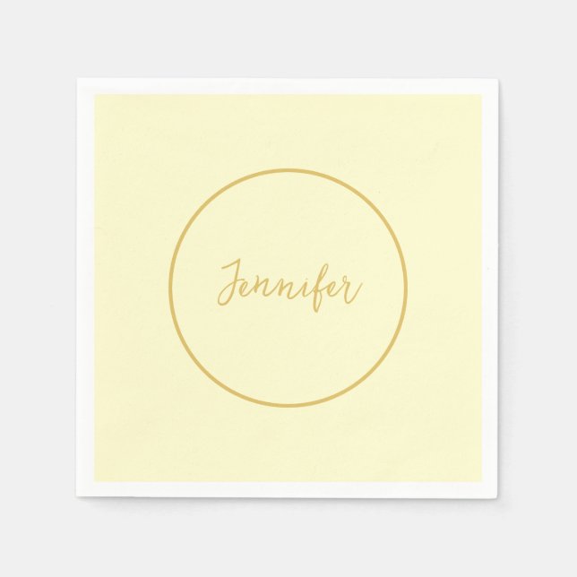 Modern Gold & Cream Colour Calligraphy Plain Uniqu Napkin (Front)