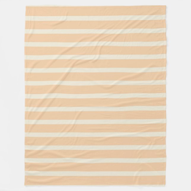 Modern Gold Cream Striped Fleece Blanket (Front)