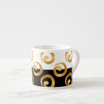 Modern Gold Curls Pattern on Black and White Espresso Cup<br><div class="desc">Black and white never looked better with an overlay pattern of gold curls with a gold foil look. Entertain in style with this fashionable design.</div>