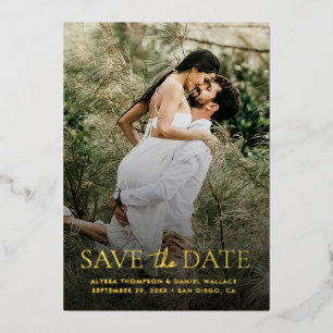 Modern Gold Custom Photo Wedding Save the Date