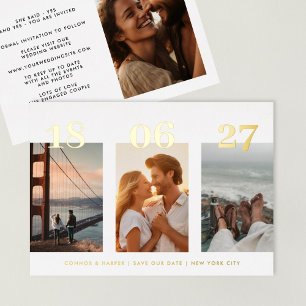 Modern GOLD DATE FOUR Photo Save The Date