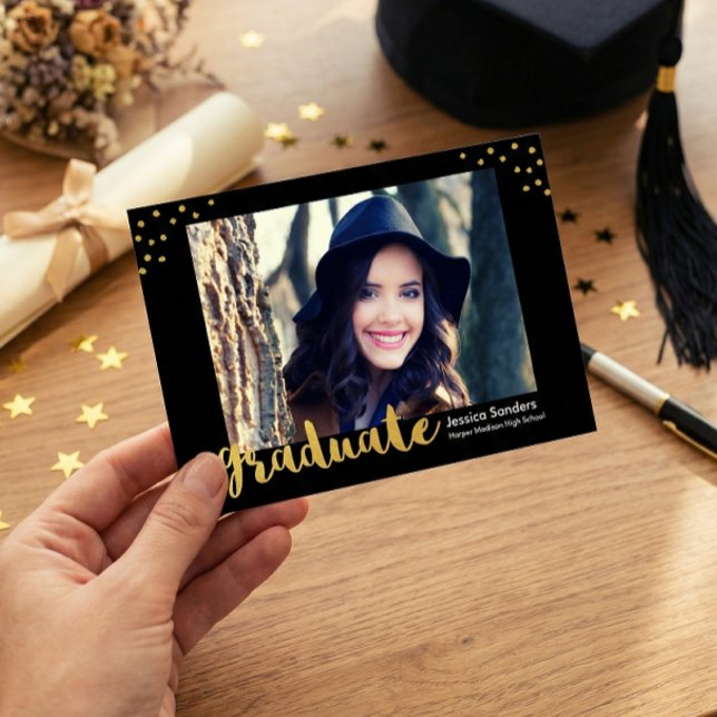 Modern Gold Decor Graduate Photo Graduation Party Invitation (Creator Uploaded)