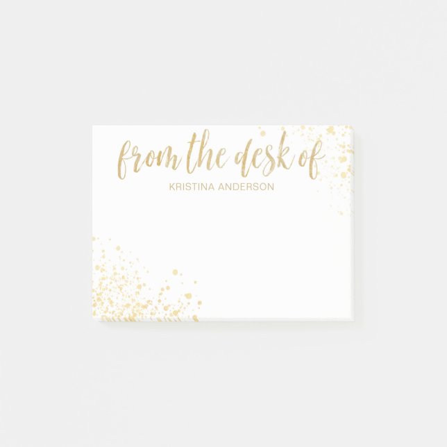 Modern Gold Desk Name Post-it Notes (Front)
