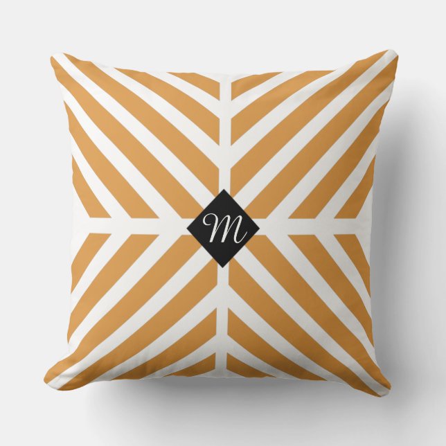 Modern Gold Diagonal Stripes Cushion (Front)